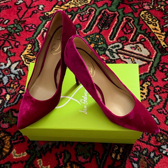Sam Edelman Shoes - Sam Edelman Magenta Velvet Pointed Toe Pumps